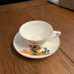 Blakely Gas Station Arizona Prickly Pear Cactus Fine China Cup & Saucer Set