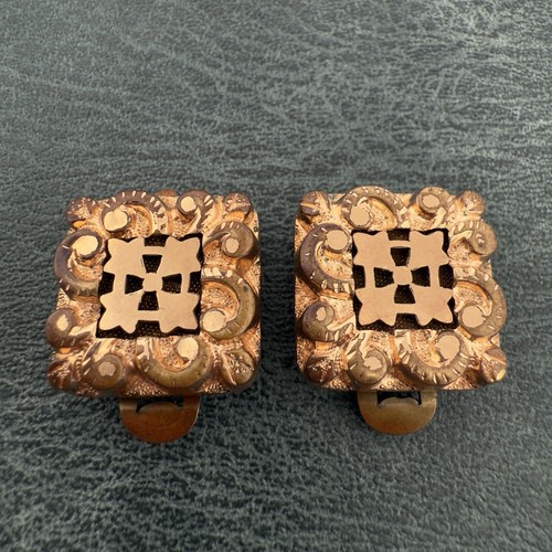 1884 VICTORIAN 10k GOLD FILLED 🖤 SQUARE REPOUSSE CUFFLINKS 🖤 ANTIQUE PATENTED - Picture 6 of 21