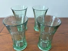 Vintage Libbey USA Green Coca Cola Glass Set of 4 Flared Heavy 16 oz Glasses