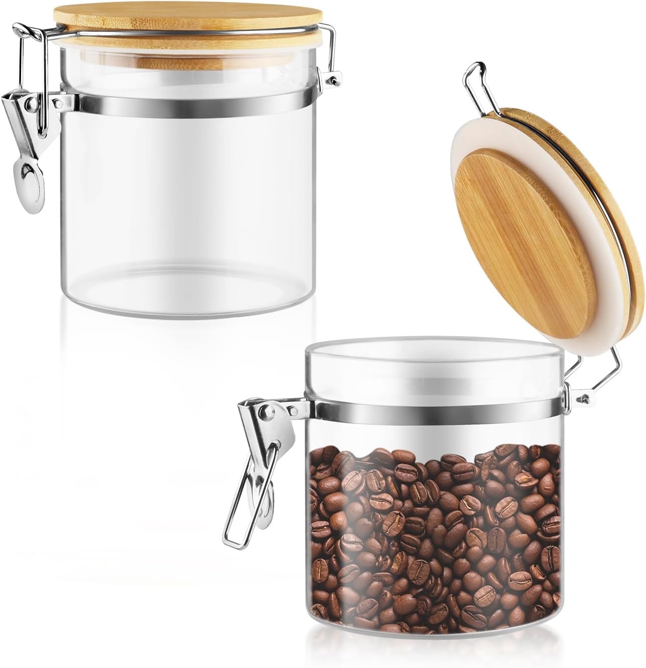 2 Pcs 700ml/23oz Clear Glass Jars Airtight Stora Jars Loing Glass