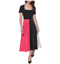 Karl Lagerfeld Paris Women s Color Block Pleated Dress Midi Cocktail Dress 12
