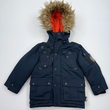 Diesel Parka Jacket Boys 4 Hooded Fleece Lined Full Zip Puffer Winter Coat Blue