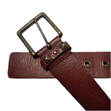 Fossil Studs Leather Belt Brass Buckle Brass Cutouts Size Small
