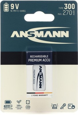 Ansmann 9V 300mah Rechargeable NiMH Battery (3-pack)