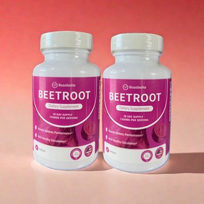 2PCS Rosabella Organic Beet Root 60 Capsules Natural Energy Boost Blood Pressure