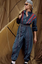 Free People Go For Gold Navy Long Sleeve One Piece Zip Utility Jumpsuit New S