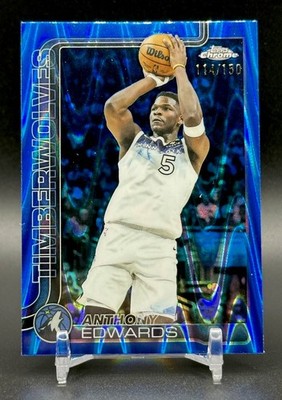 Anthony Edwards 2025-26 Topps Chrome BLUE RAYWAVE REFRACTOR 114/150 #151