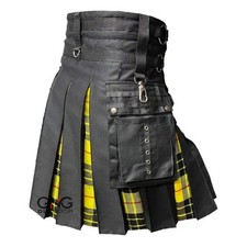 Men Scottish Gothic Kilt Macleod of Lewis Tartan Pleats Utility Kilt Size 28-62