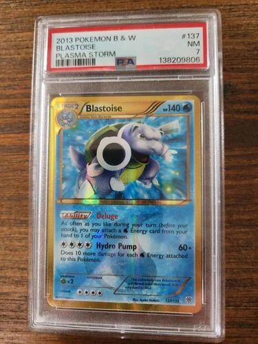 Blastoise Gold Secret Rare Card 137/135 Pokemon 2013 Plasma Storm PSA 7