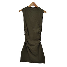 Quince Women Stretch Cotton Jersey Mock Neck Mini Dress Kalamata Olive S
