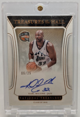 2021-22 National Treasures of the Hall Karl Malone /25 On Card Auto #TOH-KML