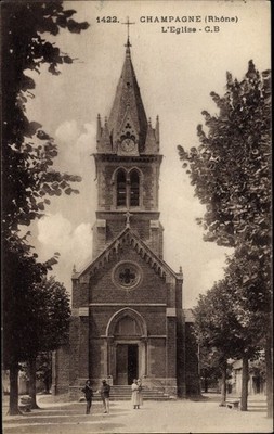 Ak Champagne au Mont d Or Rhône, L'Eglise - 2977373
