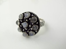 Size 9.75 Genuine Silver Moonstone Silver Plated Multi Stone Ring MOR106