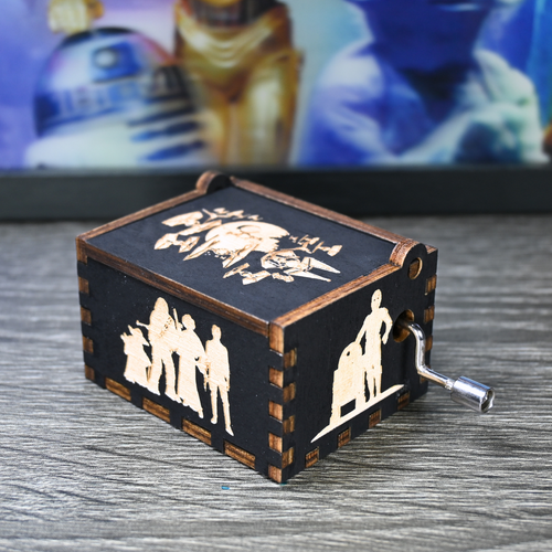 Star Wars Music Box Manual Crank Wooden Gift Birthday Handmade Manual Crank Gift - Picture 3 of 9