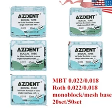 Orthodontic Bondable Mesh Base Buccal Tubes MBT/ Roth 022/018 1st Molar Non-Conv