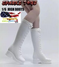 1/6 female shoes white Slope high heeled combat Boots for phicen hot toys ❶USA❶