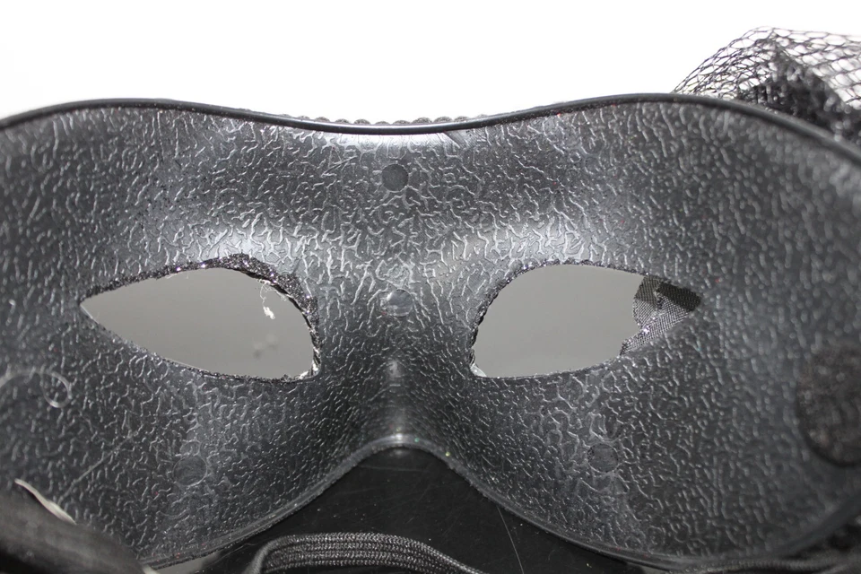 DAY OF THE DEAD BLACK GLITTER EYE MASK Masquerade Adult Ladies Dia Muertos - Image 2 of 2