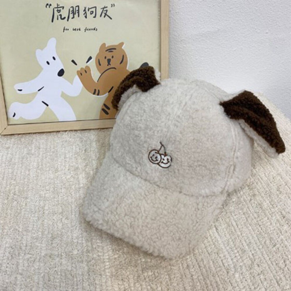 Cherry Embroidery Cartoon Little Dog Ear Baseball Cap Duck Tongue Hat