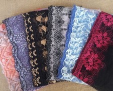 6-7" Wide Floral Embroidered Tulle Lace Combo, 10 YARDS- Assorted Pattern h179