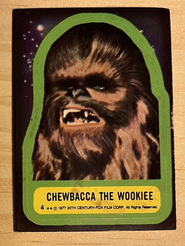 1977 Topps STAR WARS Blue Series - Chewbacca The Wookiee # 4 Sticker!! - Afbeelding 1 van 3