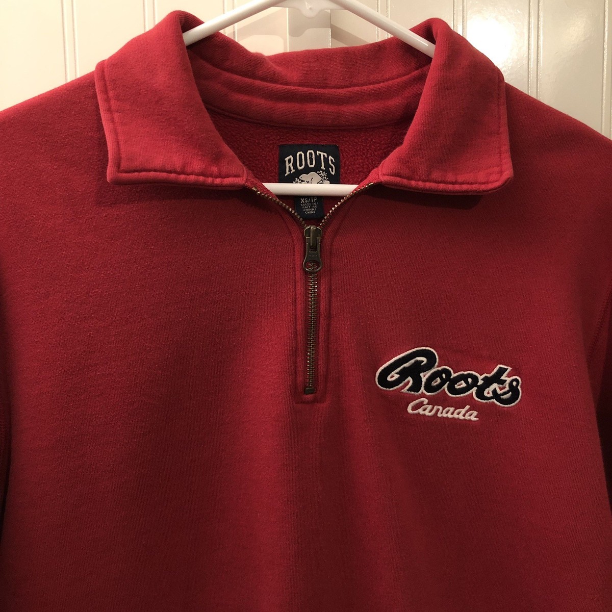 Roots Canada ハーフジップ スウェット ROOTS カナダ製 ハーフジップ スウェット 刺繍 プルオーバー