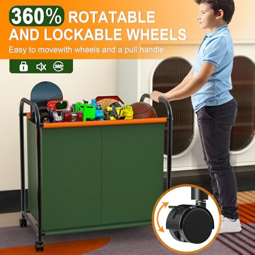 Large Toy Storage Box with Lockable Wheels, Sturdy Toys Storage Chest