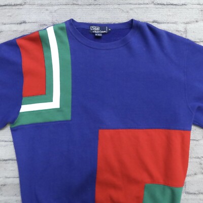 Vintage 90s Polo Ralph Lauren Colorblock Crew Neck Sweatshirt Size