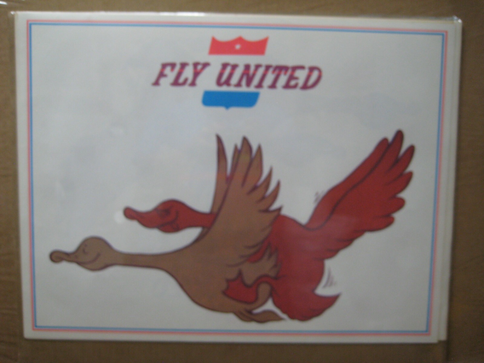 Vintage FLY UNITED Parody Poster 1970's airlines In#G6768