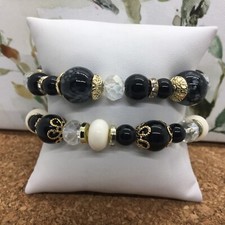 2 PC Handmade Bohemian Beaded Stackable Stretch Bracelet Set New Free Ship 4312