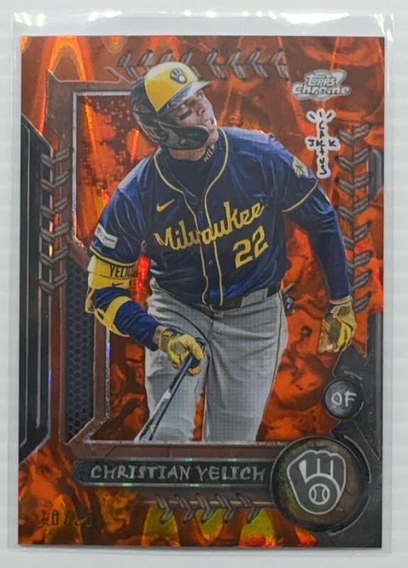 2024 Topps Chrome Cosmic X Cactus Jack Christian Yelich Orange Refractor #10/25