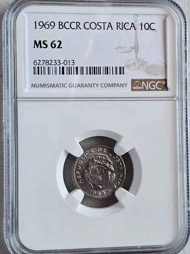 Costa Rica 10 Centimos 1969 BCCR NGC MS 62