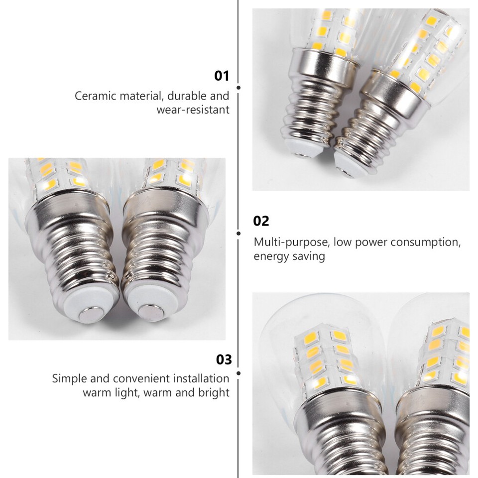 2 PCS LED Microwave Bulb Sewing Machine Light Refrigerator Fridge