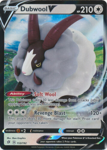 Dubwool V - 153/192 Ultra Rare Rebel Clash NM Pokemon TCG