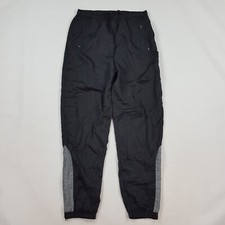 Vintage 80s Black Striped Relaxed Tapered Women's Medium Windbreaker Track Pants