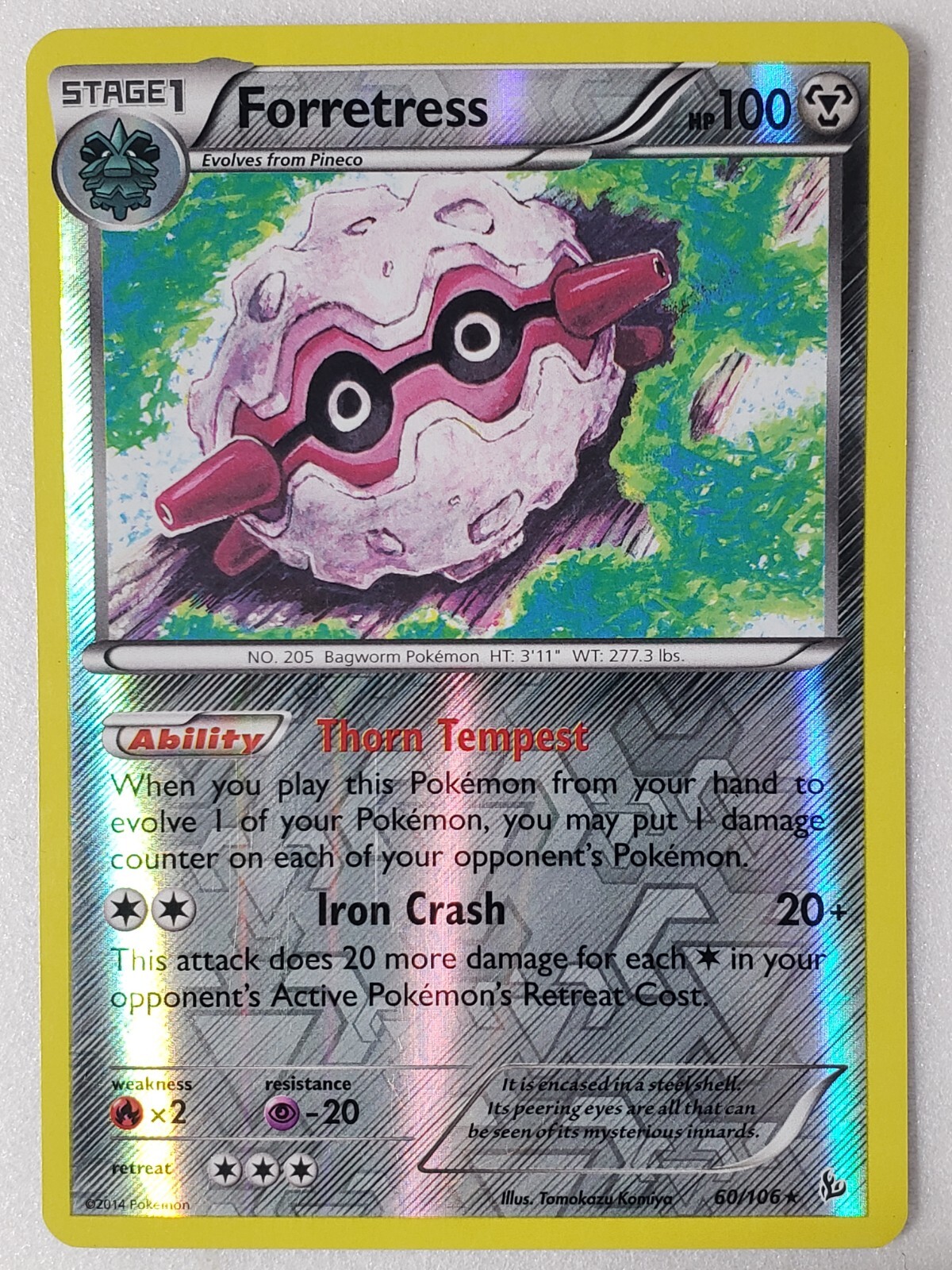 REVERSE HOLO Forretress 60/106 LP / VLP - Flashfire Pokemon Card Tomokazu Komiya