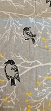QUILTING FABRIC BIRDS BLACK ON WHITE TWIGS ON GREY 16 INCH X 44 INCH