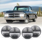 Fit for GMC C25 Pickup 1969-1972 4pcs Halo 5.75 inch Round LED Headlights w/ DRL