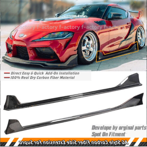 FOR 20-23 TOYOTA SUPRA A90 AG STYLE CARBON FIBER SIDE SKIRT EXTENSIONS SPLITTER