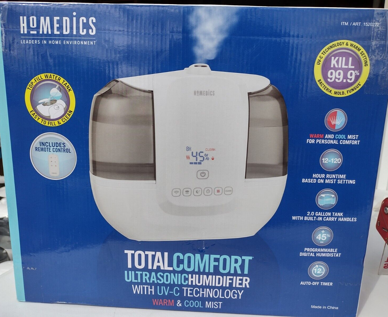 TESTED* HoMedics TotalComfort Ultrasonic Humidifier UV-C Tech. Warm Cool  Mist | eBay