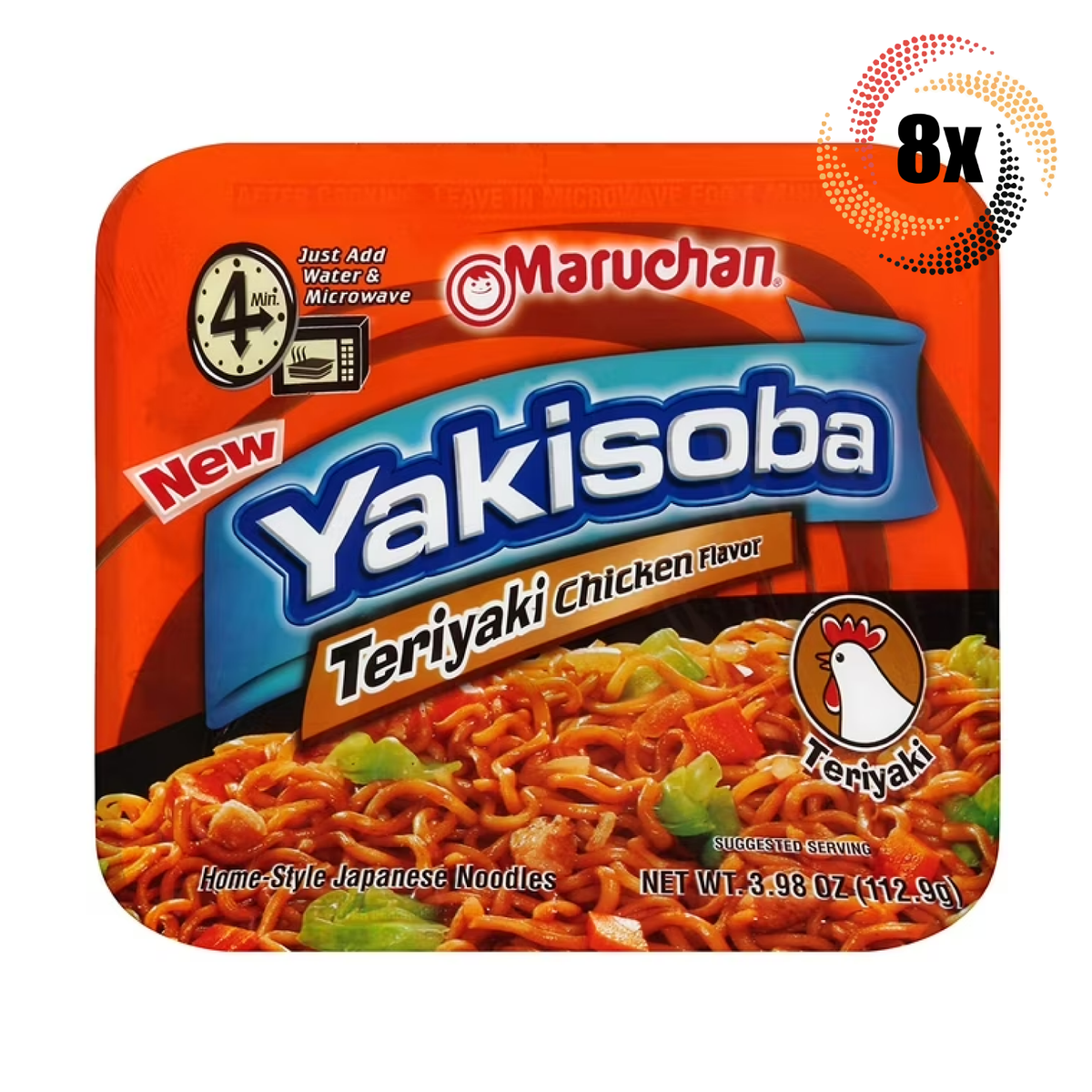 8x Packs Maruchan Yakisoba Teriyaki Chicken Home Style Japanese