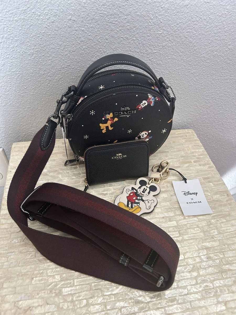 Disney X Coach Canteen Crossbody With Holiday Print Bag Charm