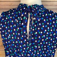 NWT Leota Womens Blue Dot Sleeveless Dress No Wrinkles Career Work Travel S /M