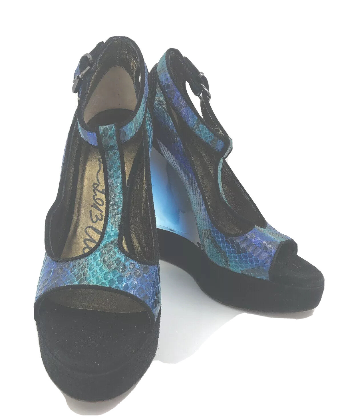 LANVIN BLUE PYTHON & BLACK SUEDE LEATHER with LUC… - image 3