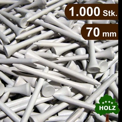 GOLF TEES - 1.000 Stück - 70 mm - weiß - premium HARTHOLZ ***** - Lagerverkauf - Bild 1 von 4