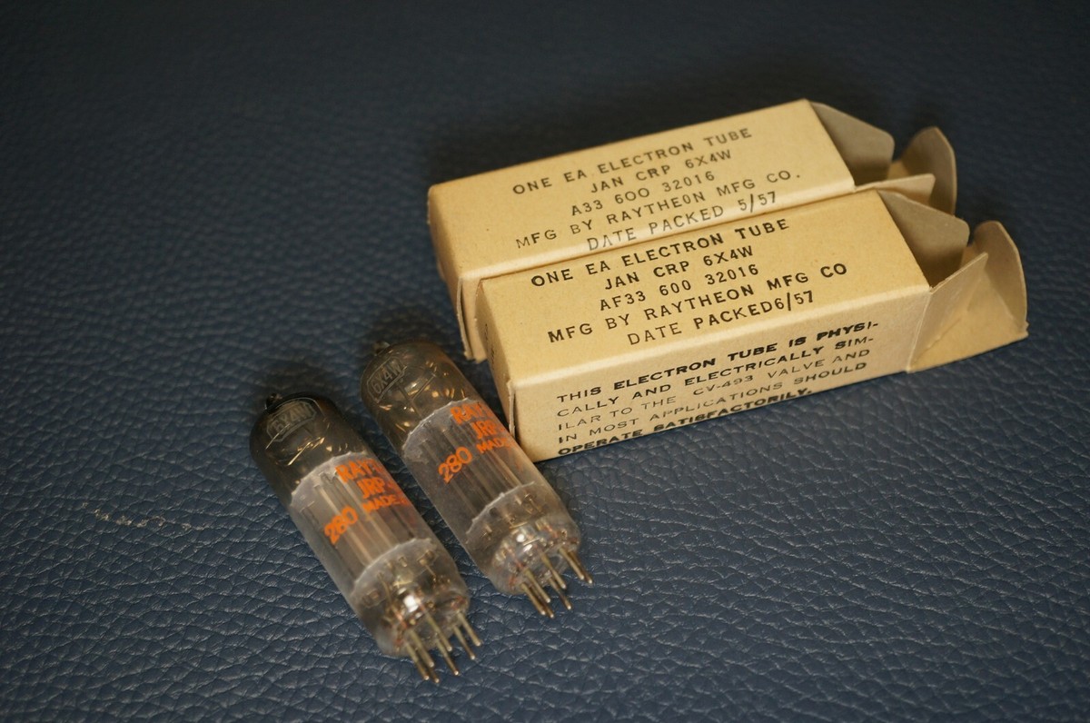 NOS 2 RAYTHEON JAN CRP 6X4W RECTIFIRE TUBES MATCHED CODE NOS 2 RAYTHEON JAN CRP 6X4W RECTIFIRE TUBES MATCHED CODE