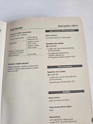 MANUALE DATI TECNICI AUDI UR QUATTRO GOLF E ALTRI MODELLI ED. ORIGINALE 11/1984 - Foto 12 di 16