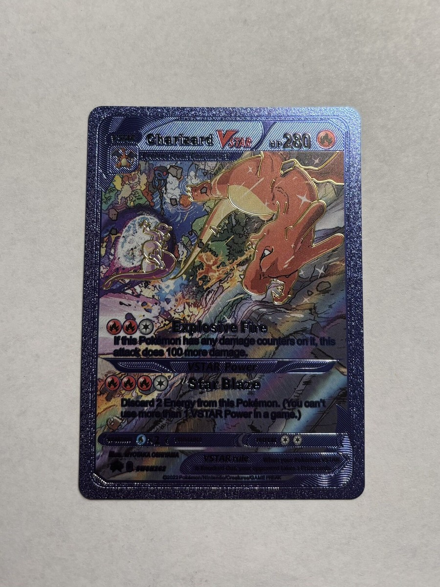 Charizard VStar Blue Shiny Card Foil Pokemon Card Fan Art Display