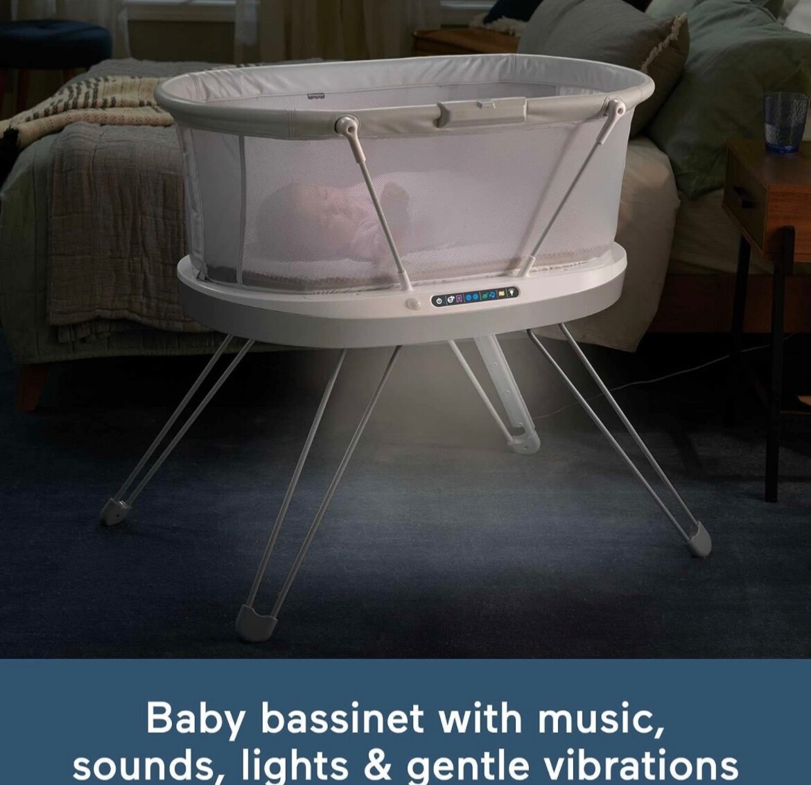 Fischer Price Baby Bedside Sleeper Luminate Bassinet With Vibration