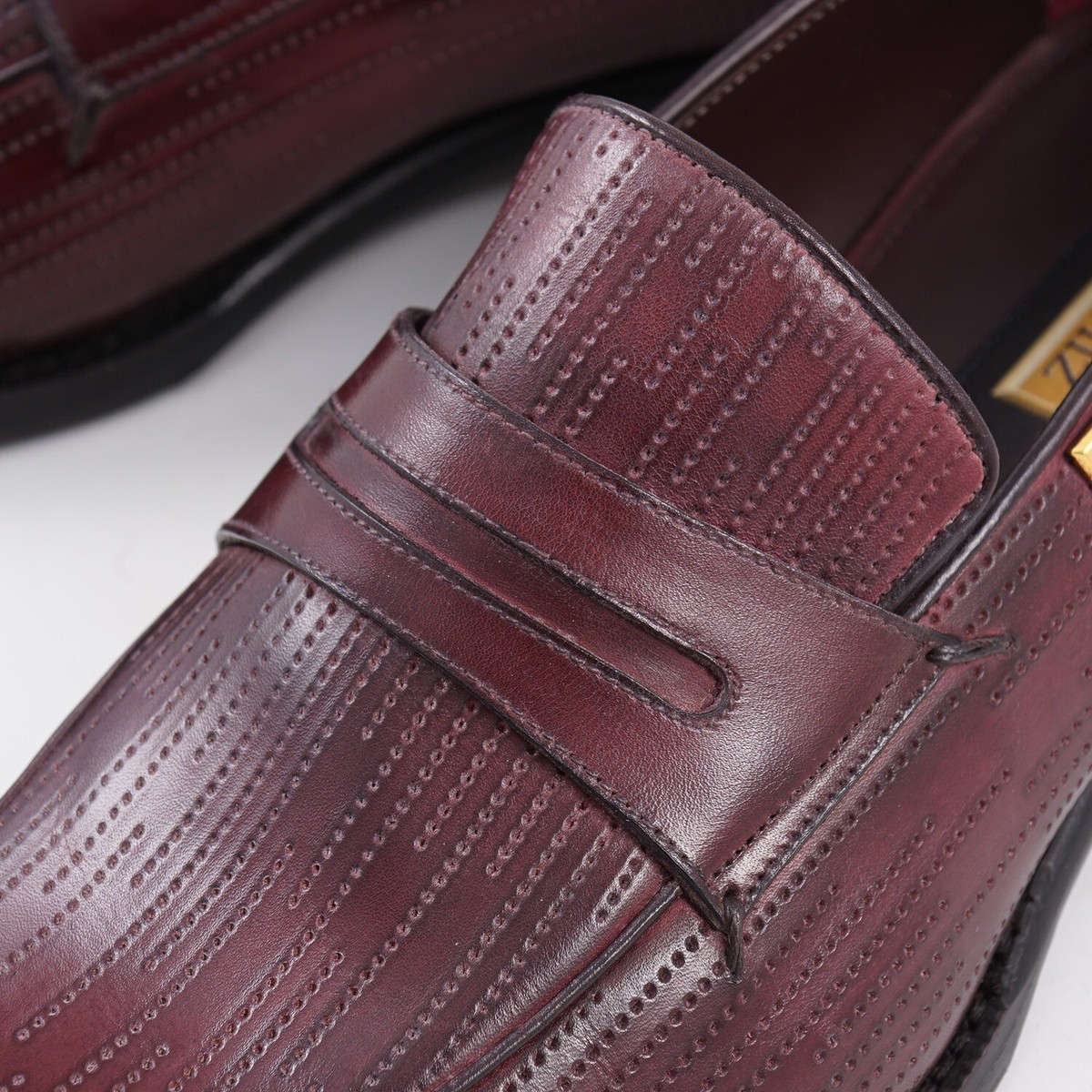 Zilli Suede Calf Loafers Burgundy Size 9.5 (Never Worn) - BRAND NEW Zilli Burgundy Calf Leather Loafer with Punched Details 8.5  main image 4