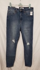 RSQ Jeans Sz 28 Waist Blue Medium Wash Curvy Hi Rise Skinny Leg Distressed